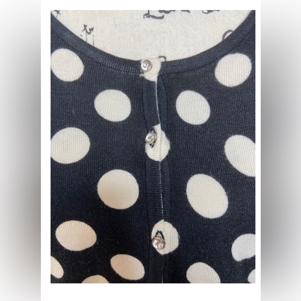 Escio Black & White Polka Dot Cardigan Sweater - Picture 3 of 4